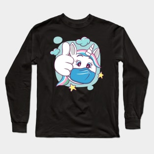 facial expression illustration (wearing a mask is ok) unicorn character Long Sleeve T-Shirt